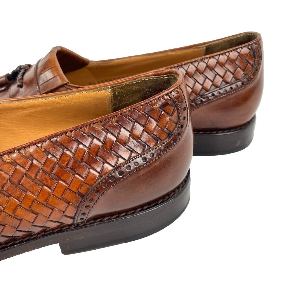 Mezlan Alicante Woven Leather Tassel Loafers Men's 10 M Brown Wingtip LKNU Spain - Picture 10 of 10